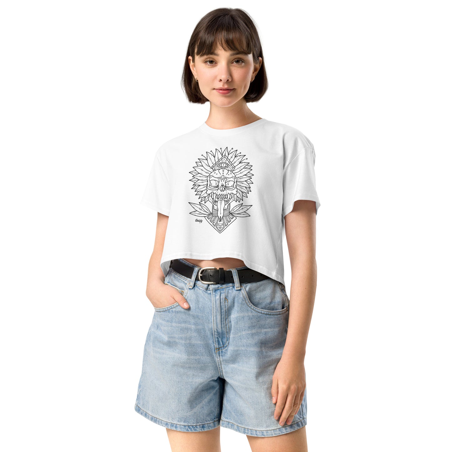 Ancient skull crop top